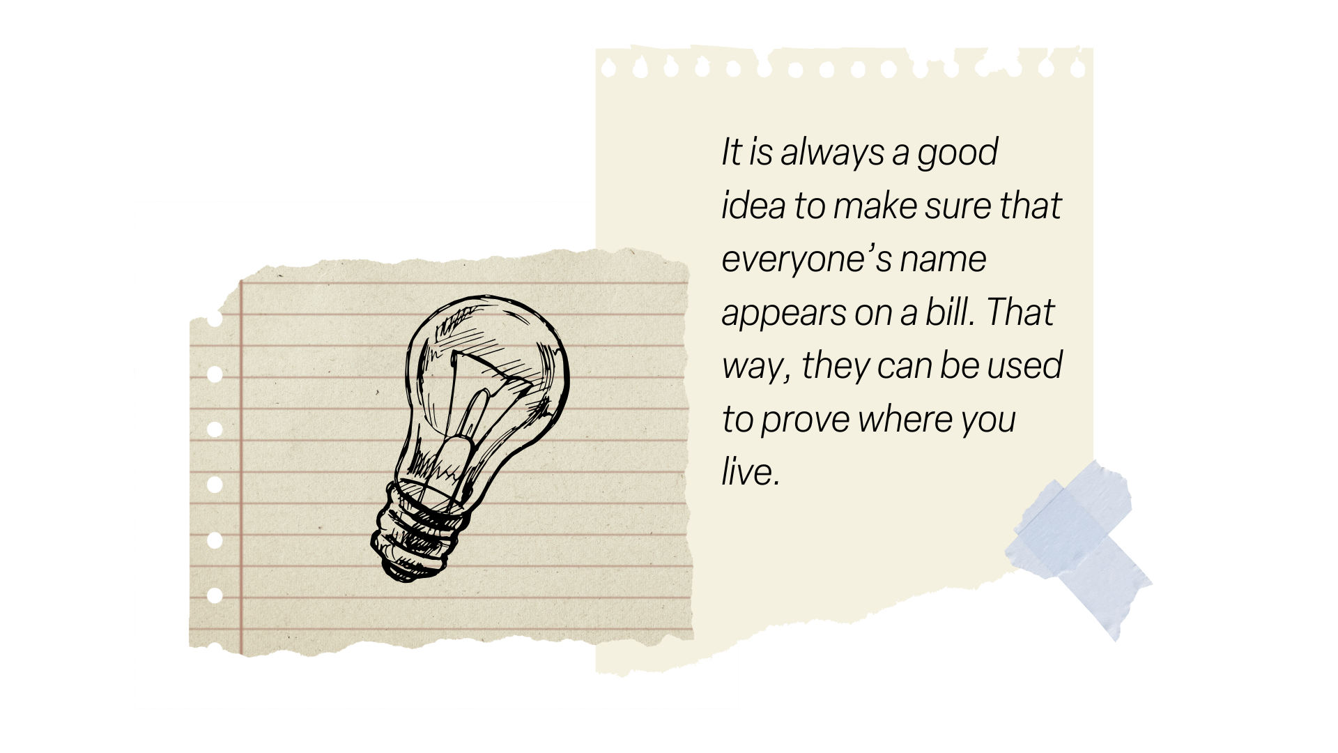 Note and sketch of a lightbulb