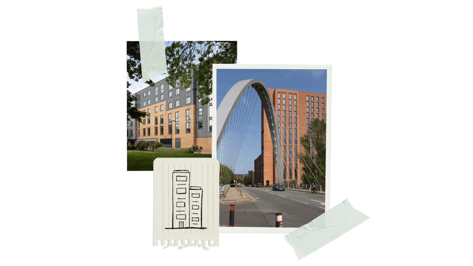 Collage of photos of Manchester Met accomodation