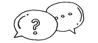 Sketch of speech bubbles with ? and ...