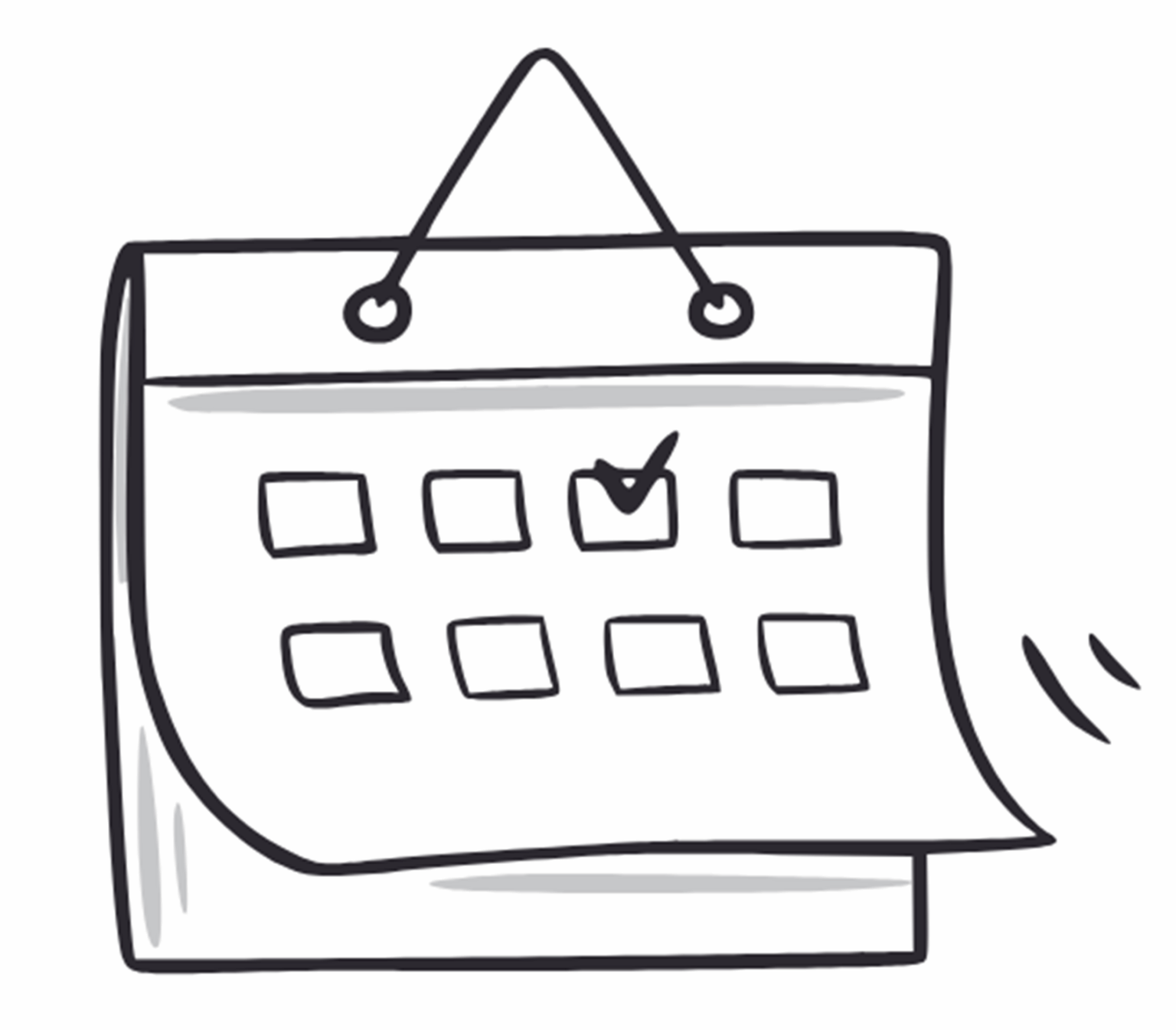 Sketch of hung wall calendar