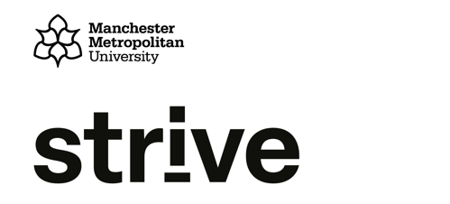 Manchester Metropolitan University logo and strive
