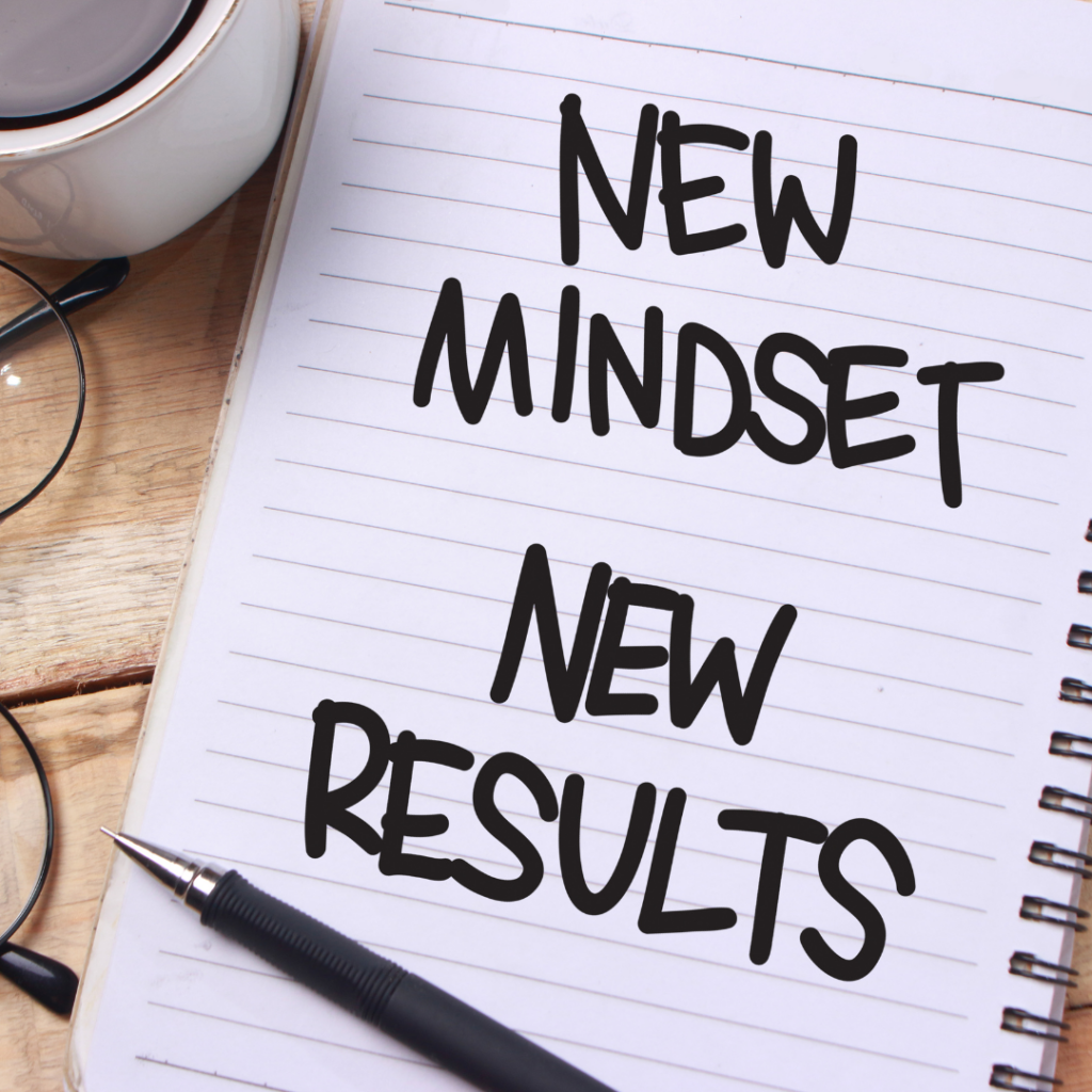 Notepad with New Mindset New Results written on